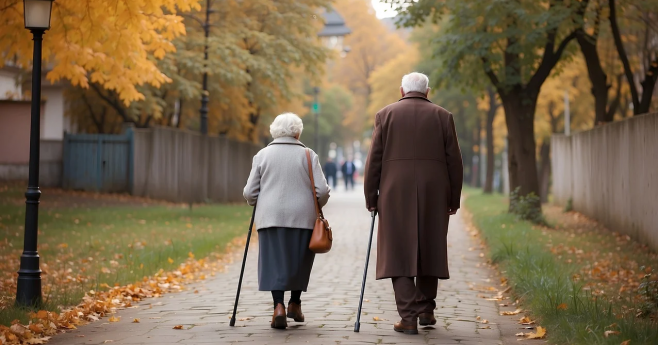 seniorzy na spacerze